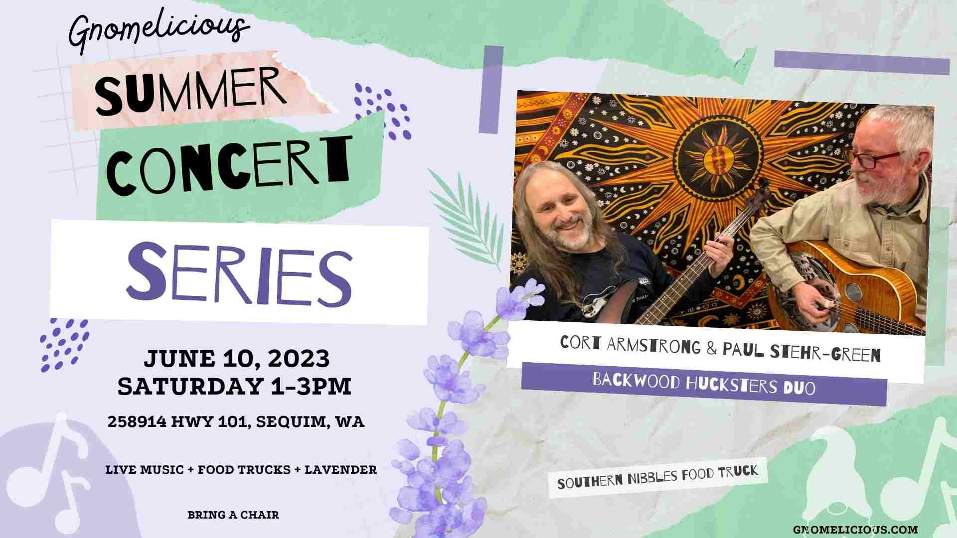 Gnomelicious Lavender Farm Summer Concert Series "Backwood Hucksters Duo"