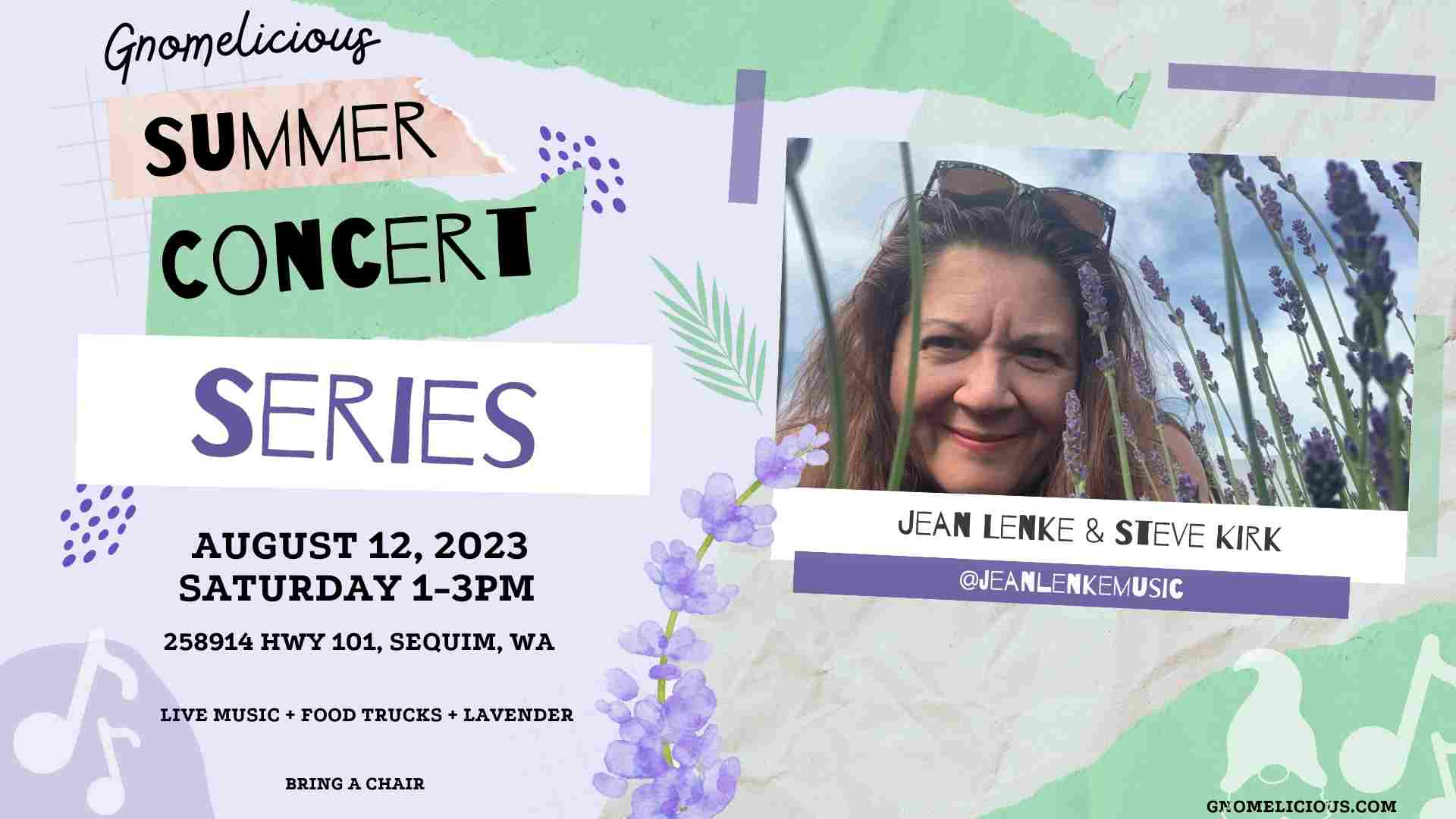 Gnomelicious Lavender Farm Summer Concert Series "Jean Lenke & Steve Kirk"